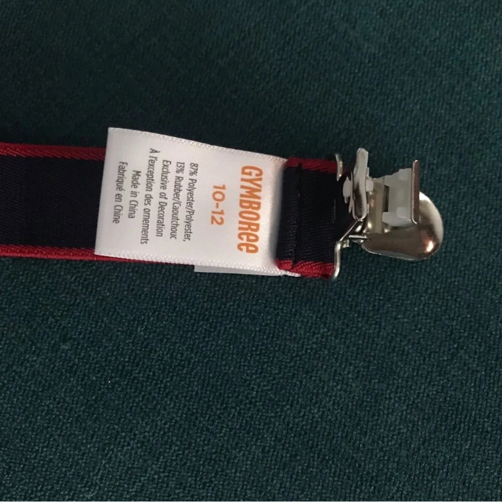 Navy Blue with Red Trim Boys Elastic Suspenders NWOT